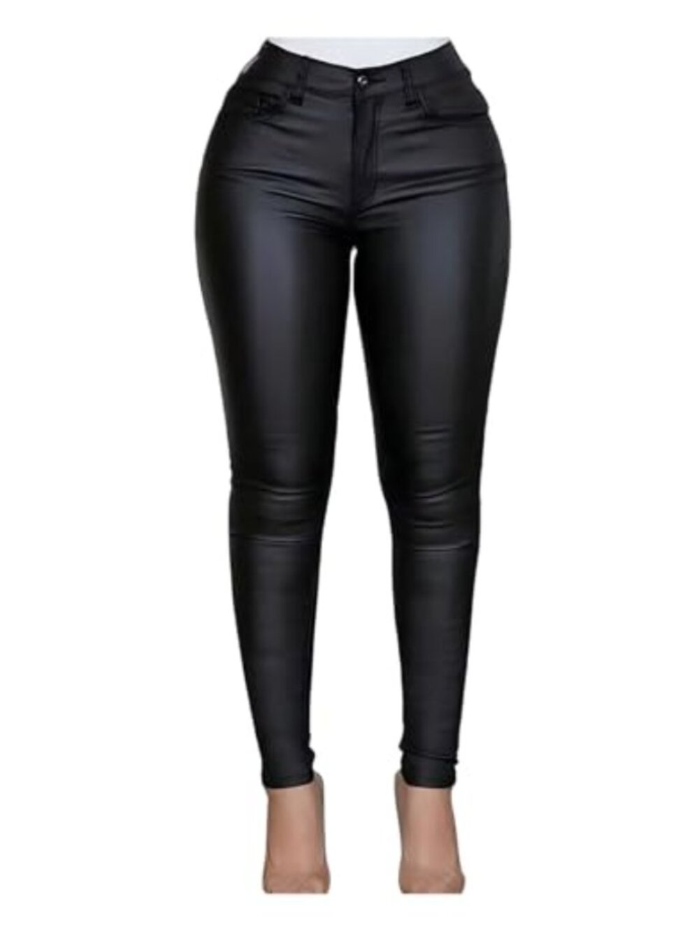 Faux Leather Skinny Leggings Fleece Lined High Rise Pants